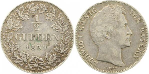 0.5-Gulden-Bayern   1839 Ludwig Bayern SS kl. Rf. null  