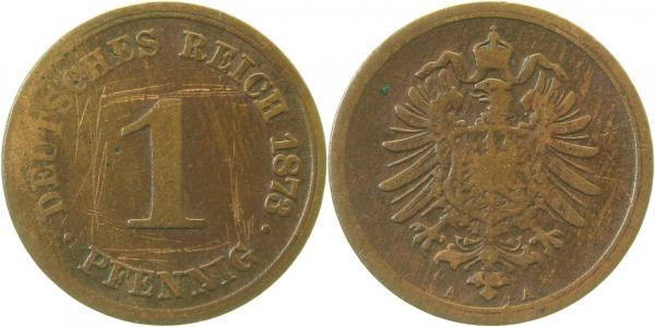 00173A~3.8b 1 Pfennig  1873A s+ l. Kratzer J 001  