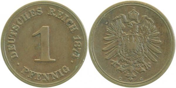 00174C~2.8 1 Pfennig  1874C ss+ J 001  