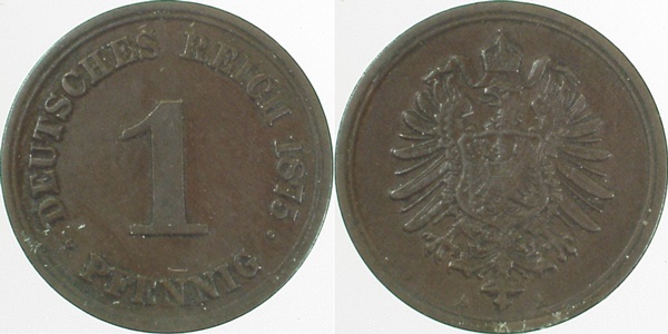 00175A~2.5 1 Pfennig  1875A ss/vz J 001  