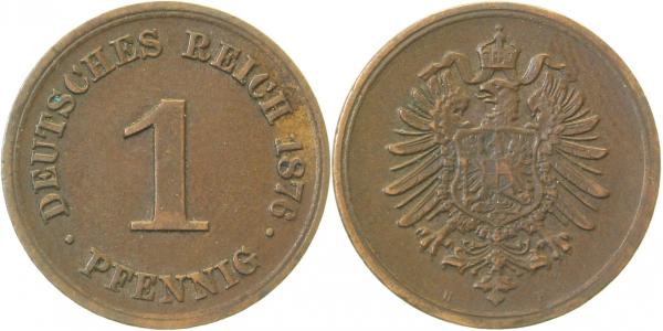 00176H~2.2 1 Pfennig  1876H vz- RR J 001  