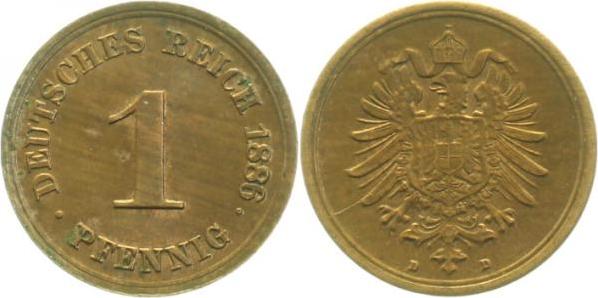 00186D~1.2-H 1 Pfennig  1886D prfr !! J 001  