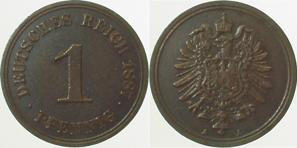 00187A~2.0 1 Pfennig  1887A vz J 001  