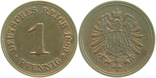 00189A~1.1 1 Pfennig  1889A prfr/stgl J 001  