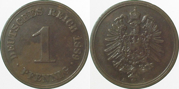 00189A~2.5 1 Pfennig  1889A ss/vz J 001  