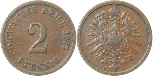 00273G~3.5 2 Pfennig  1873G s/ss J 002  