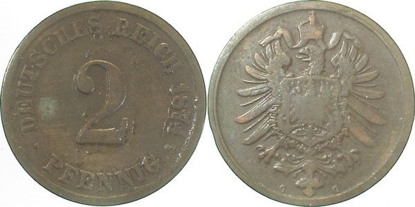 00274G~3.5 2 Pfennig  1874G s/ss J 002  