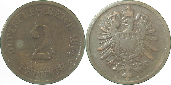 00274G~3.5 2 Pfennig  1874G s/ss J 002  