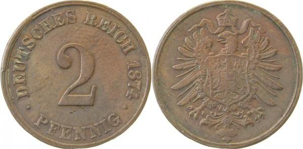 00274H~2.5 2 Pfennig  1874H ss/vz J 002  