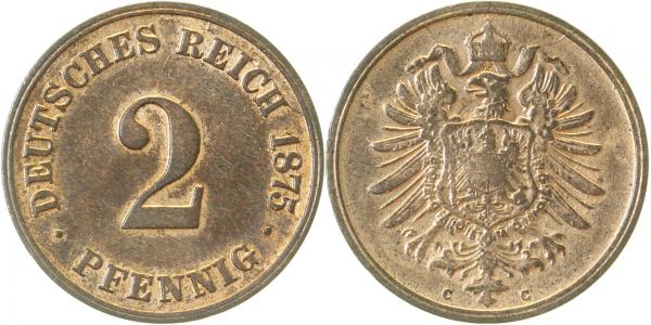 00275C~2.2 2 Pfennig  1875C vz- J 002  