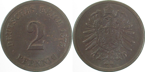00275G~2.5 2 Pfennig  1875G ss/vz J 002  