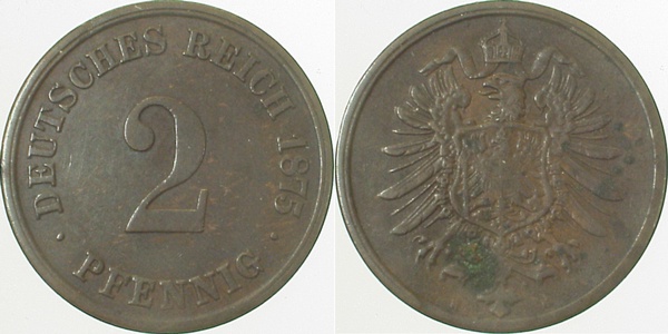 00275H~3.0 2 Pfennig  1875H ss J 002  