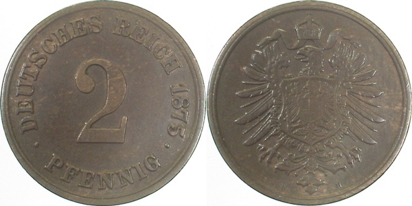 00275H~2.5 2 Pfennig  1875H ss/vz J 002  