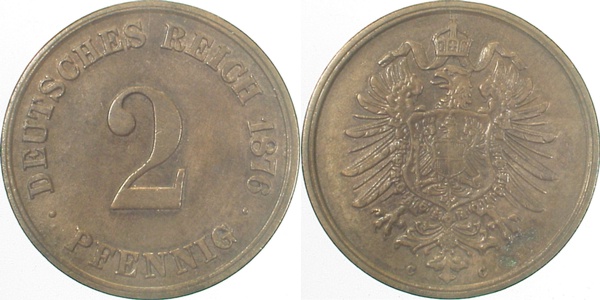 00276C~2.5 2 Pfennig  1876C ss/vz J 002  