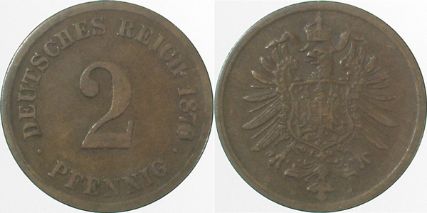 00276H~2.5 2 Pfennig  1876H ss/vz J 002  