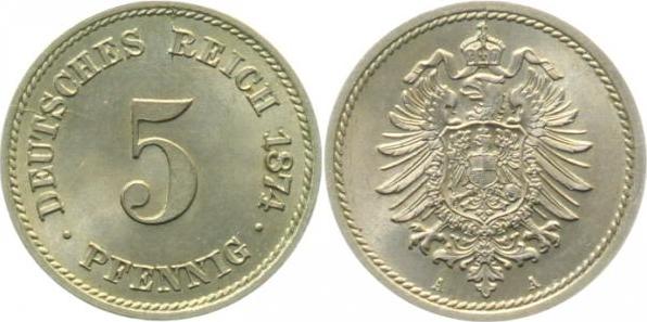 00374A~1.0 5 Pfennig  1874A stgl J 003  