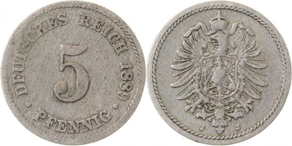 00389J~3.5 5 Pfennig  1889J s/ss J 003  