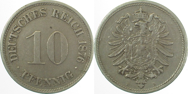 00476D~2.5 10 Pfennig  1876D ss/vz J 004  