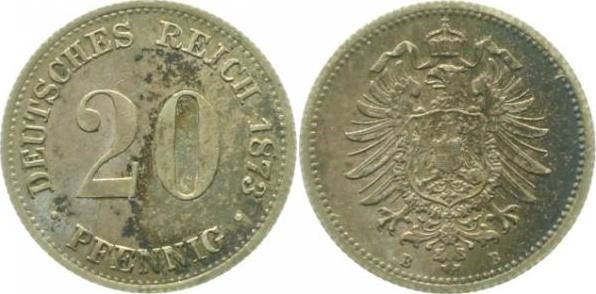 00573B~1.8b 20Pfennig  1873B vz+ dunkle Patina J 005  