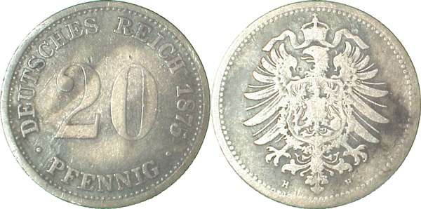 00575H~3.5 20Pfennig  1875H s/ss J 005  