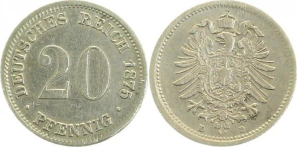 00575D~3.2 20Pfennig  1875D ss- J 005  