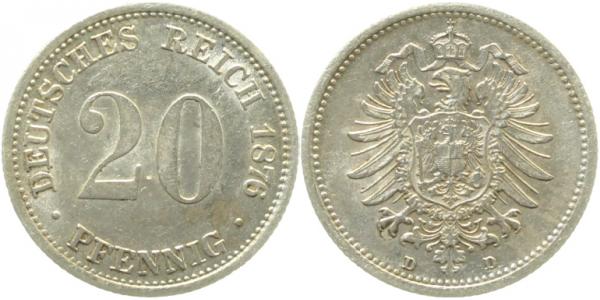 00576D~1.5 20Pfennig  1876D vz/st J 005  