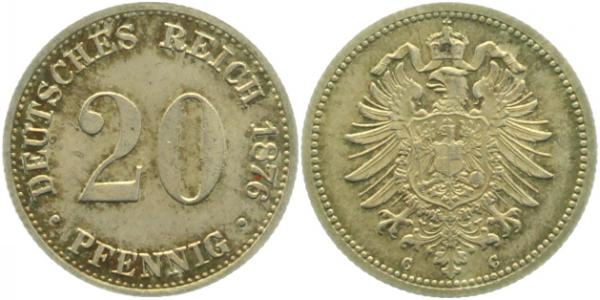 00576G~1.1 20Pfennig  1876G prfr/stgl J 005  