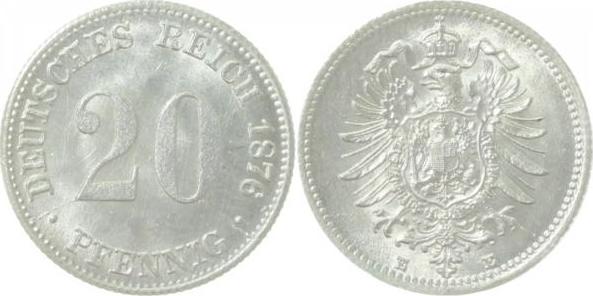 00576E~1.2 20Pfennig  1876E stgl- Erhaltung!! J 005  