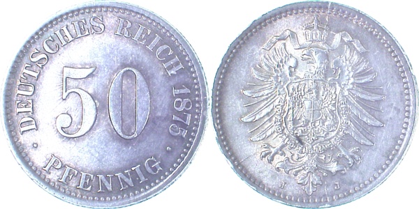 00775J~1.5 50 Pfennig  1875J f.prfr J 007  