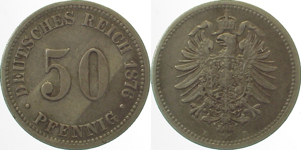 00776B~2.8 50 Pfennig  1876B ss+ J 007  