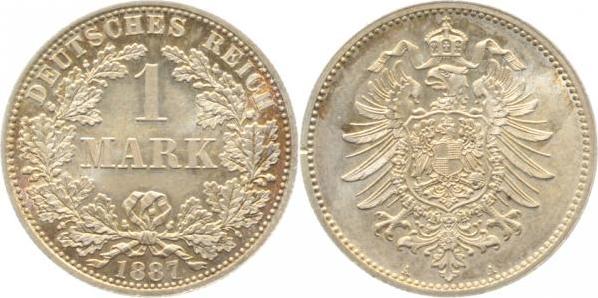 00987A~1.1a 1 Mark  1887A prfr/stgl Erstabschlag (EA)! ! kl. Prüfstelle J 009  