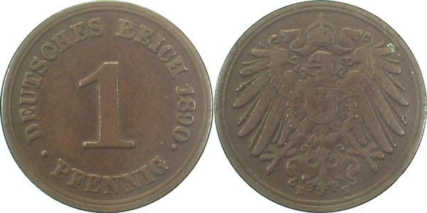 01090E~2.5 1 Pfennig  1890E ss/vz J 010  