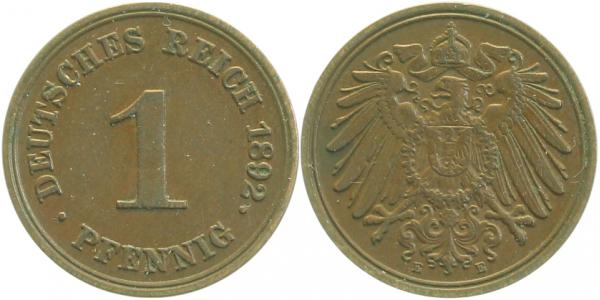 01092E~2.0 1 Pfennig  1892E vz J 010  