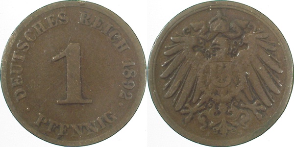 01092J~3.0 1 Pfennig  1892J ss J 010  