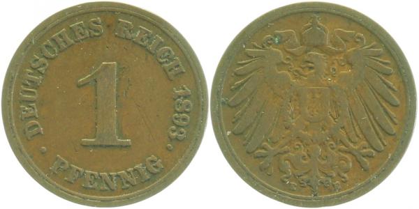 01093E~3.5 1 Pfennig  1893E s/ss J 010  