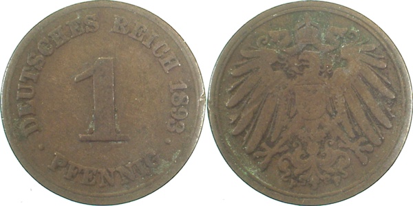 01093F~3.0 1 Pfennig  1893F ss J 010  