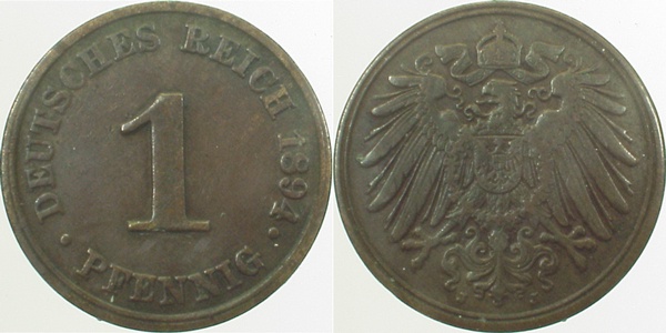 01094J~2.5 1 Pfennig  1894J ss/vz J 010  