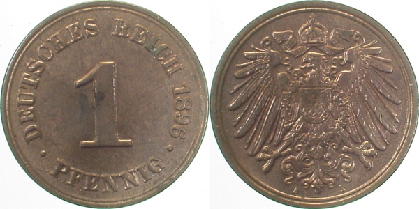 01096A~1.5 1 Pfennig  1896A vz/st J 010  