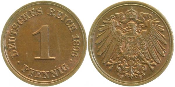 01096F~1.1 1 Pfennig  1896F prfr/stgl J 010  