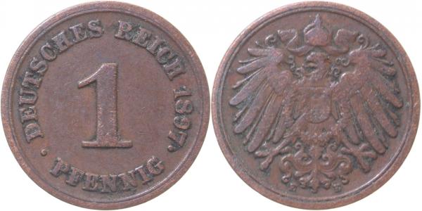 01097E~3.5 1 Pfennig  1897E s/ss J 010  