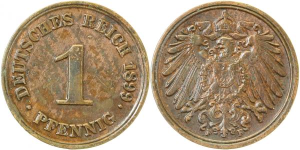 01099F~2.2b 1 Pfennig  1899F f.vz etwas fleckig J 010  