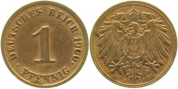 010n00J~3.0V 1 Pfennig  1900J ss Wertzahl deutlich doppelt J 010  