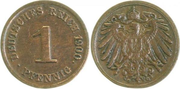 010n00G~2.5 1 Pfennig  1900G ss/vz J 010  