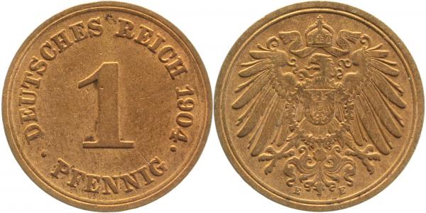 010n04E~2.5b 1 Pfennig  1904E ss/vz gereinigt J 010  