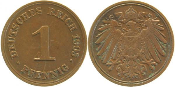 010n05D~2.5b 1 Pfennig  1905D ss/vz Kratzer J 010  