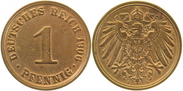 010n06A~1.5b 1 Pfennig  1906A f.prfr gereinigt J 010  