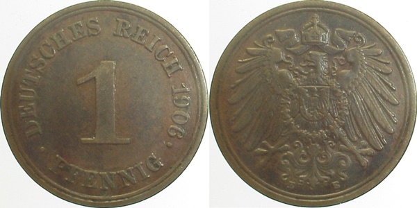 010n06E~2.0 1 Pfennig  1906E vz J 010  