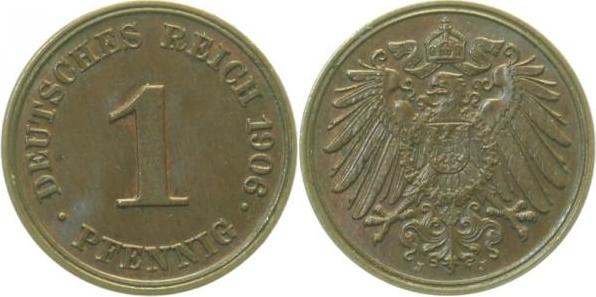 010n06J~1.2-H 1 Pfennig  1906J stgl !!! J 010  