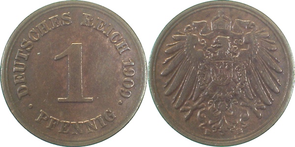 010n09E~2.5 1 Pfennig  1909E ss/vz J 010  