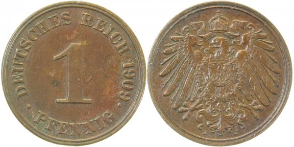 010n09J~2.2 1 Pfennig  1909J f.vz J 010  